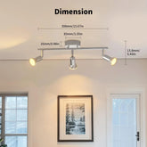 Ceiling light fixture with dimensions indicated on a neutral wall background